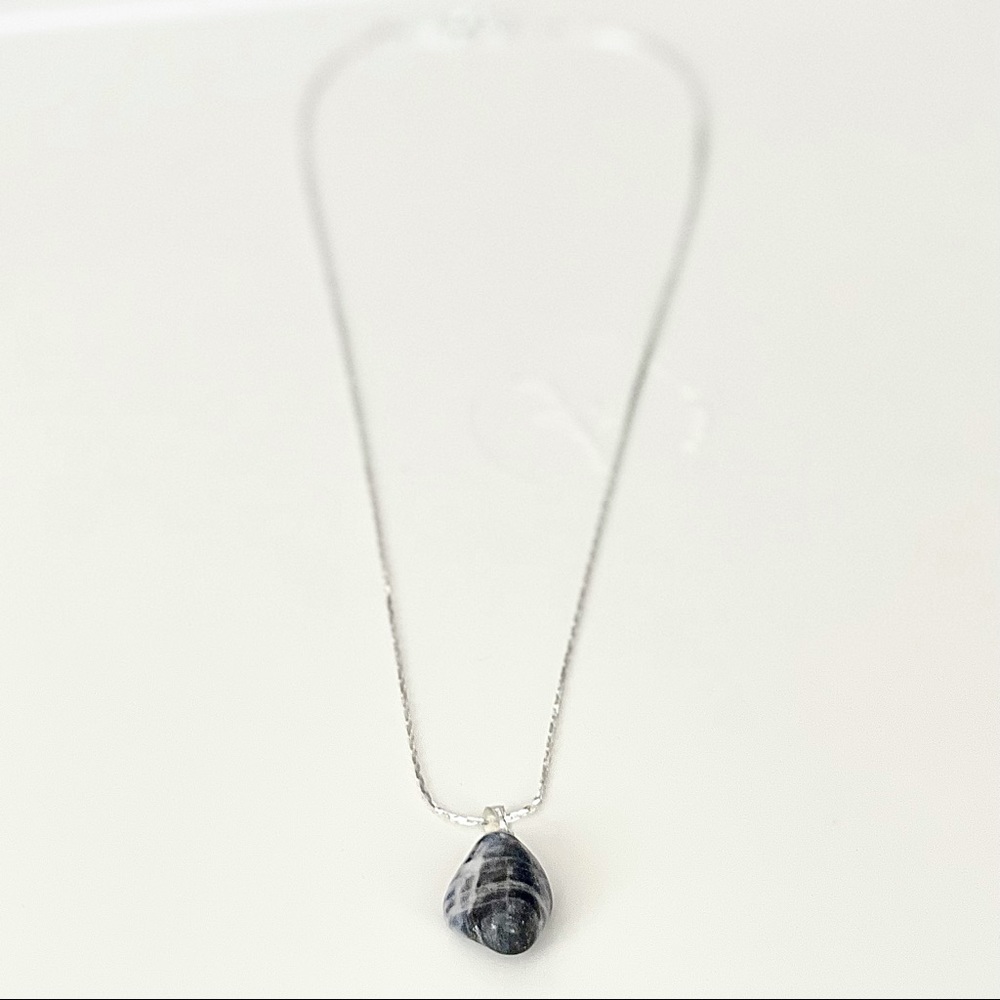Tumbled SODALITE gemstone necklace on silver chain